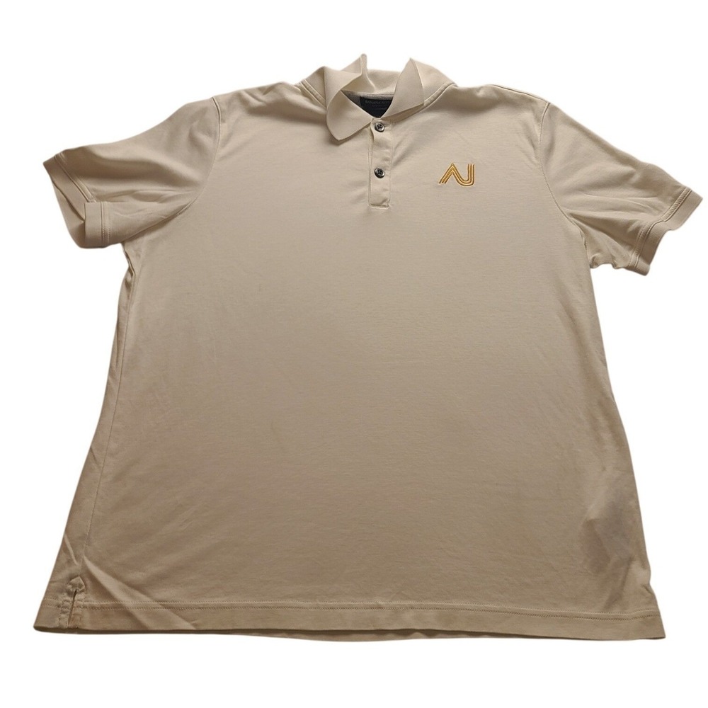 Banana‎ Republic Luxury Touch Polo Shirt Men's XL White Standard Fit Gold N Logo